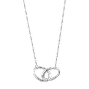Tiffany Double Ring Pendant Necklace Silver